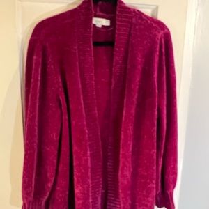 Loft Barbiecore Pink Chenille Open Cardigan XL